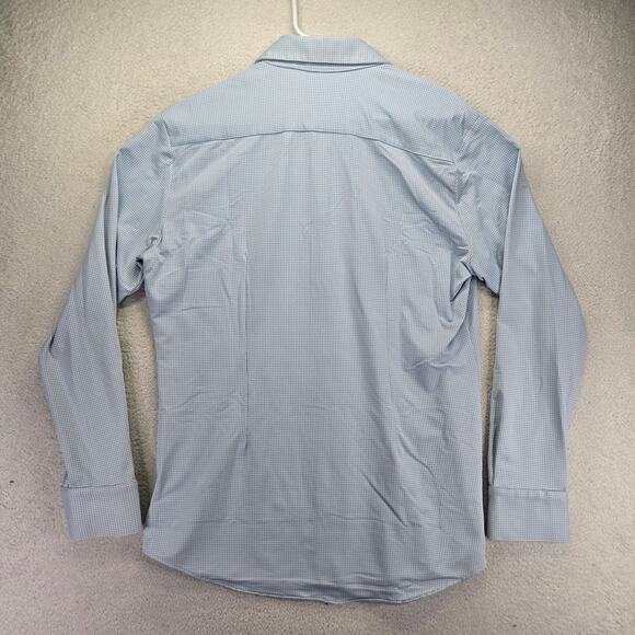 Mizzen+Main Dress Shirt Mens M Spinnaker Collection Trim Fit Stretch Check Blue - Picture 4 of 7